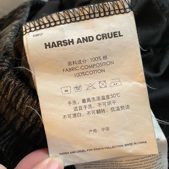 Harsh and Cruel ‘Irregular Corduroy Trousers’ In Black & Gray Men’s Small - Picture 5 of 10